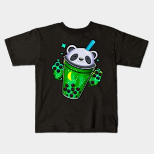 Starry Panda Bubble Tea - Emerald Dream Kids T-Shirt